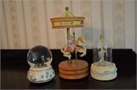 Globes and carousel horse music box