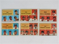 6 DIFF. 1961 TOPPS BB LEADER CARDS: