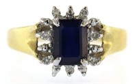 14kt Gold Natural 1.30 ct Sapphire & Diamond Ring