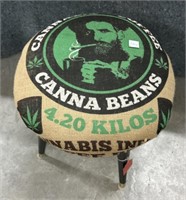 Upholstered foot stool with Logo
Height: