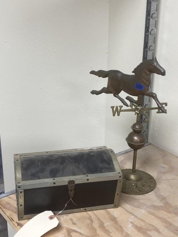 Metal Treasure Box 10" x 6" & Copper Horse