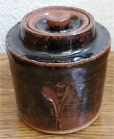 Signed Pottery Jar With Lid