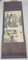 Antique Vintage Asian Hand Painted Paper Silk Scro