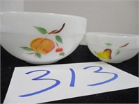 2 FIRE KING HAND PAINTED BOWLS