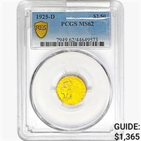 1925-D $2.50 Gold Quarter Eagle PCGS MS62