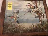 Oil On Canvas Duck Print Signed Saunders