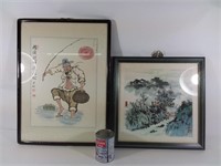 2 encadrements d'art asiatique - Framed Asian art