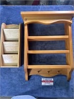 Wood shelf and mail holder