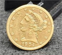 1904-S Five Dollar Gold Liberty Half Eagle