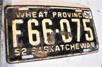 1952 Sask Lic. Plate