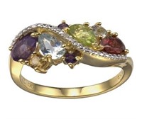 Genuine Gemstone & Diamond Ring
