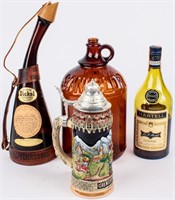 Vintage Amber Glass, Liquor Bottles & Beer Stein