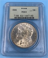 PCGS Graded, MS 63, Morgan Silver dollar  1886