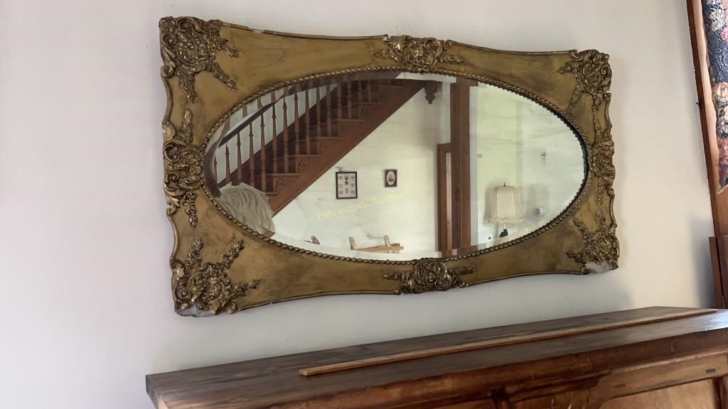 Vintage Beveled Wall Mirror ( some damage )   45