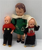 Lot of three vintage hand painted dolls - tallest