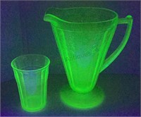 Gorgeous 8 inch uranium glass pitcher with
