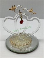 Vintage hand blown hearts and doves figurines