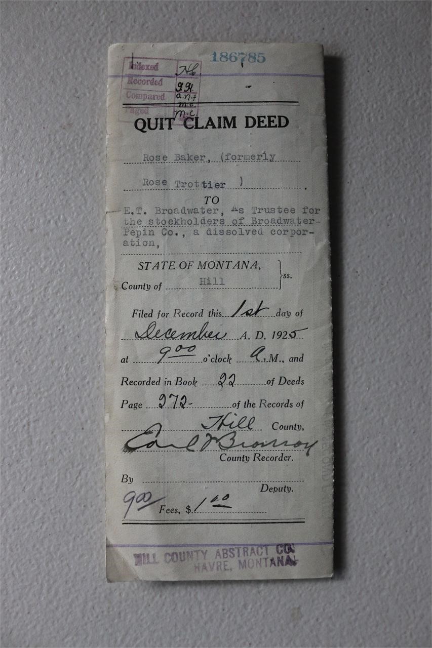1925 Quick Claim Deed w/ 50c Documentary