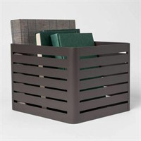 2 Small Slatted Metal Bin W/ Mesh Bottom Charcoal