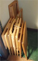 LARGE LOT OF WOODEN FOLDING - DINNER STANDS
