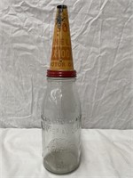Genuine embossed Shell quart oil bottle & tin top