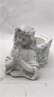 Concrete Angel Candle Holder - Painted White