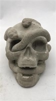 Concrete Skull With Snakes Figure - Paintable