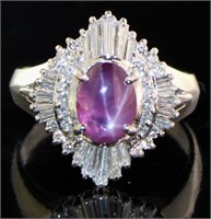 Platinum 2.11 ct Star Sapphire & Diamond Ring