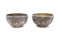 Two Antique Chinese silver repousse bowls