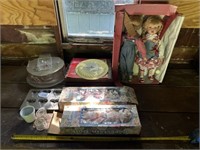 Assorted Items & 4 Dolls