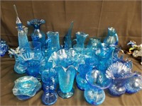 LARGE LOT OF BLUE CRACKLE GLASS