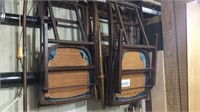 Two matching wooden folding chairs and 2 other