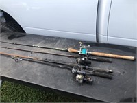 Lot of 4 Fishing Rods & Reels
