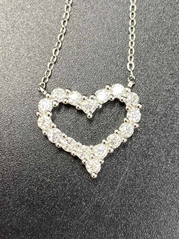 1.0 Carat T.W. Heart Shape Diamond Necklace 925