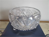 Vintage Boho Brilliant Cut Glass Bowl 6.75"