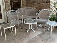 Metal Outdoor Love Seat; Chairs (2); Tables (3)