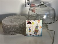 Pressed Glass Plates; Cake Stand; and more