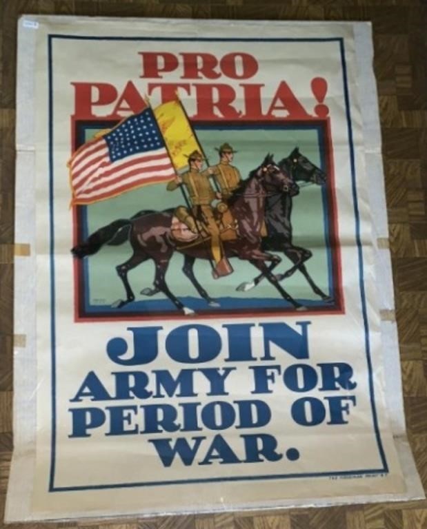 Vintage WWI 'PRO PATRIA !" Horse Cavalry Poster
