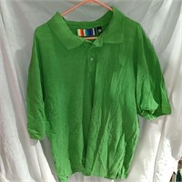 Mens Shirt 4XL Green Long Sleeve Collared polo