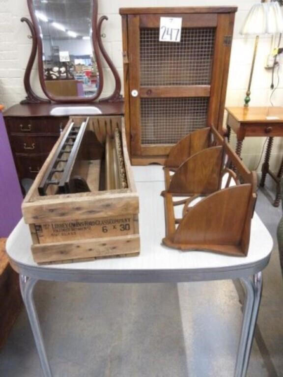 Vintage Chrome Table, Single Door Cabinet,