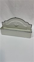 Vtg Enamel wall mount spice holder