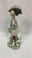 Lladro Girl with Umbrella and Geese