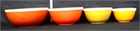 4 vintage Pyrex autumn color mixing bowl set