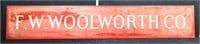 Vintage 59x10 wood FW Woolworth adv sign