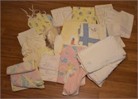 Large Lot of Vintage Baby Blankets & Cloth Diapers