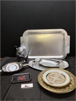 Silver platters and misc plates