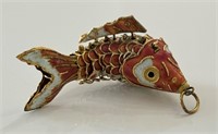 DESIRABLE LRG ENAMELLED CLOISONNE ARTICULATED FISH