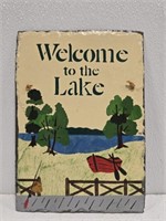 Hand painted welcome to the lake art