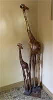 Hand Carved Wooden Giraffe Statue