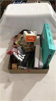 Boxes, keyboard, battery chargers, marbles,